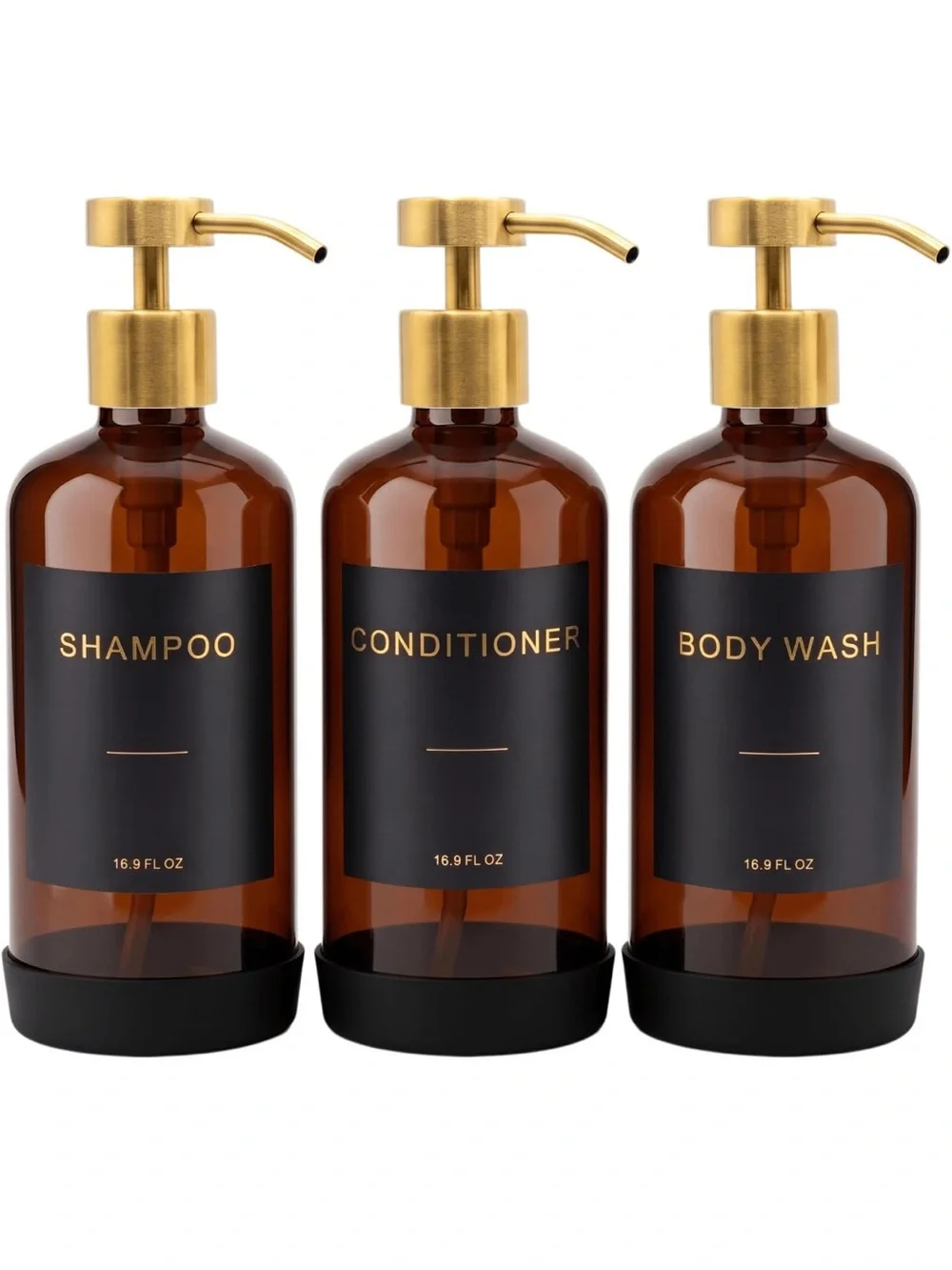 Shower Shampoo Dispenser Set, Reusable Shampoo and Conditioner Bottles